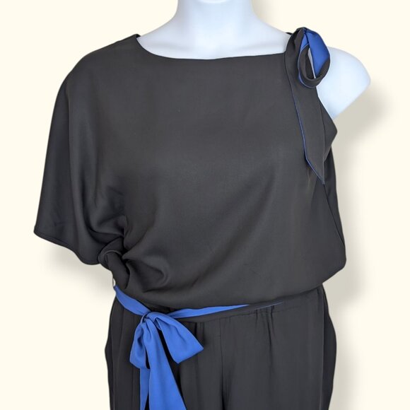 Lakbi Black & Blue Asymmetrical Jumpsuit - Picture 2 of 8